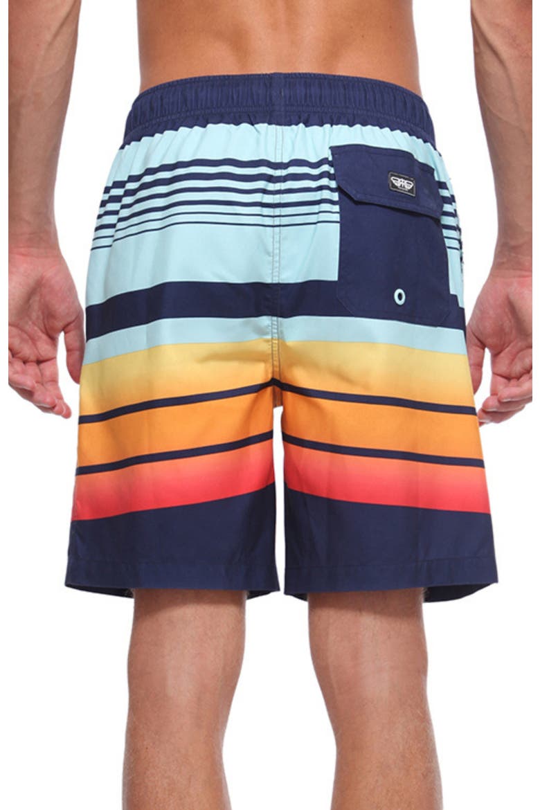 All-Day Comfort Mesh-Lined Swim Trunks, Alternate, color, Stripes printed