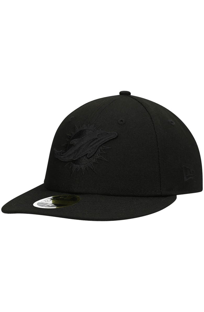 New Era Men's New Era Black Miami Dolphins Black on Black Low Profile 59FIFTY II Fitted Hat, Main, color, 