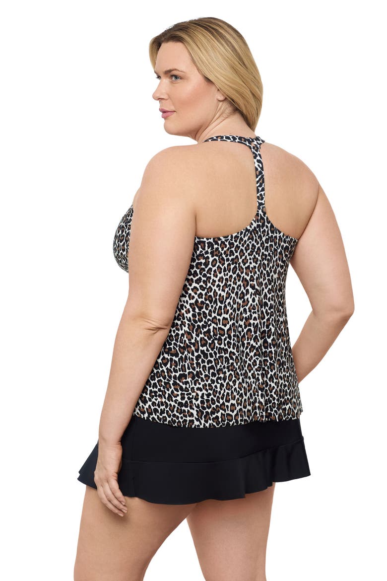 Plus Size Supportive Y-Back Full Coverage Tankini Swimsuit Top, Alternate, color, Desert Leopard