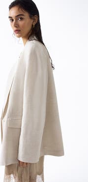 H&M Linen-blend Double-breasted Blazer