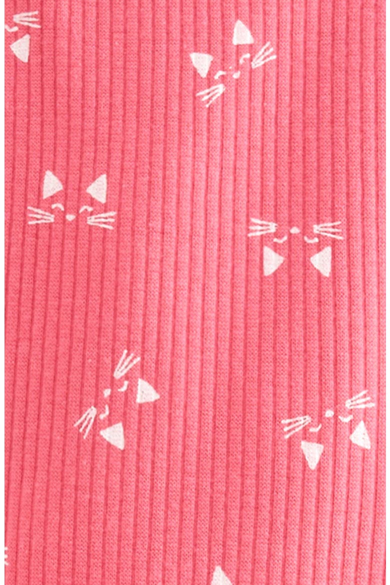 Kids' Rib Print Flare Leggings, Alternate, color, PINK FANDANGO KITTEN FACE