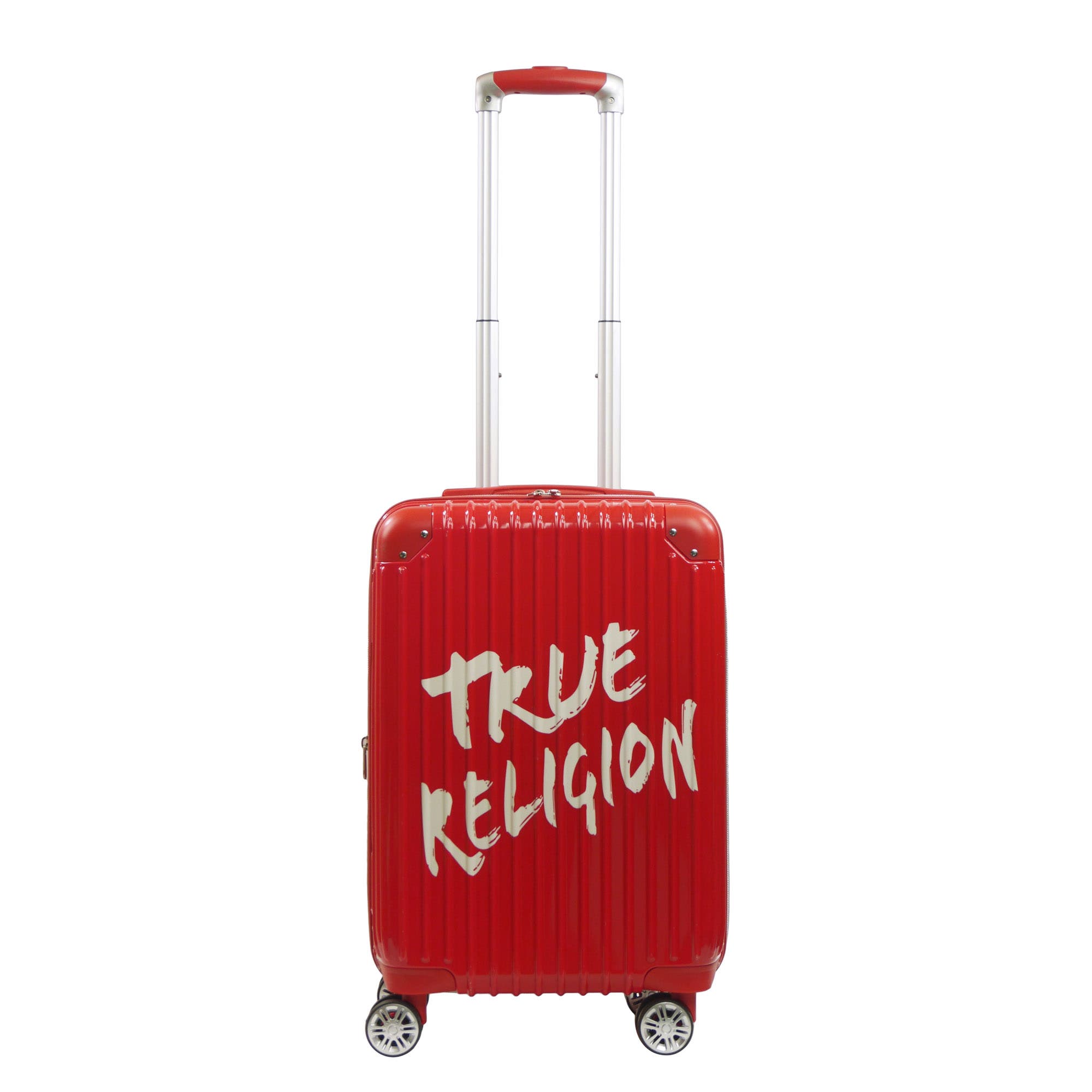 True Religion 22.5" Hardcase carry-on with big logo., Alternate, color, Red