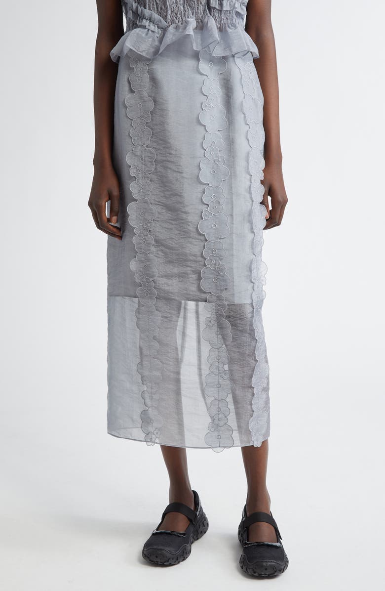 Cecilie Bahnsen Olympia Floral Embellished Organza Pencil Skirt, Main, color, 