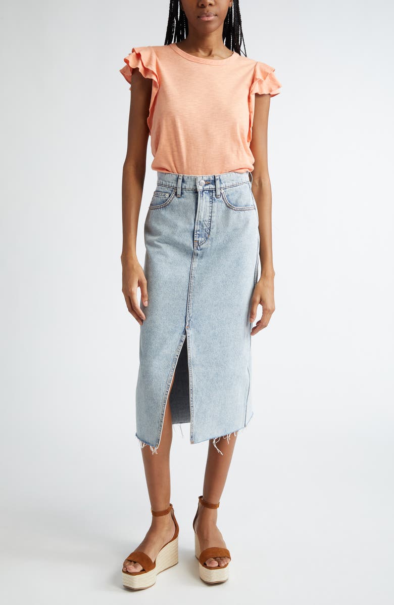 Veronica Beard Akeela Double Ruffle Sleeve Cotton Top, Alternate, color, Coral