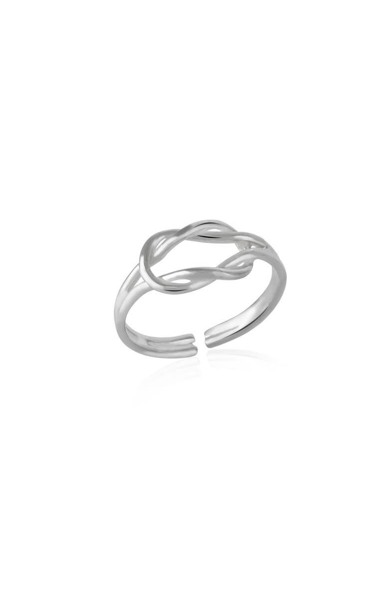 Spero London Knot Sterling Silver Adjustable Ring, Main, color, Silver