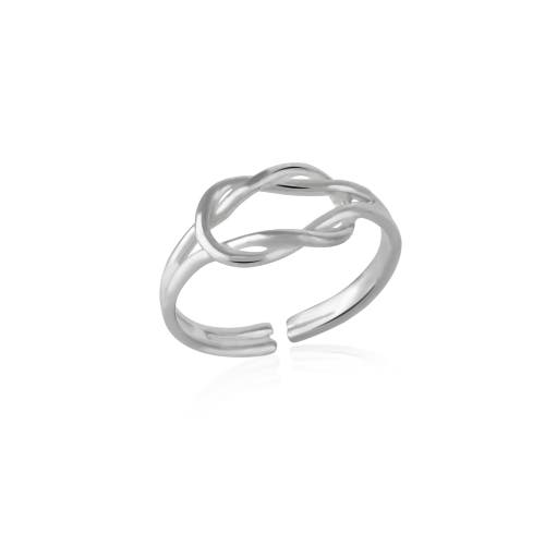 Spero London Knot Sterling Silver Adjustable Ring In Metallic