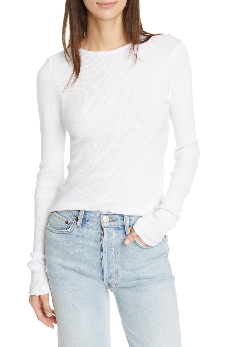 '60s Fitted Rib Knit Sweater, Main, color, OPTIC WHITE