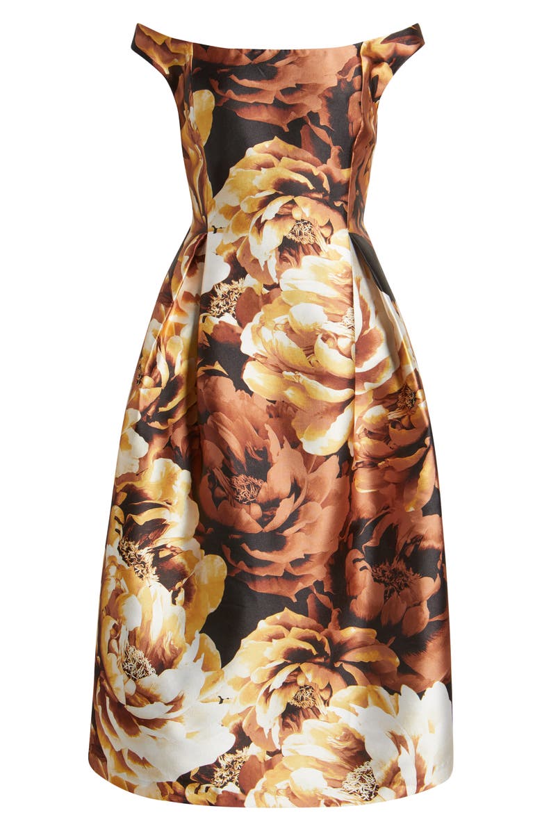 Julia Jordan Floral Off-the-Shoulder Cocktail Dress, Alternate, color, Gold