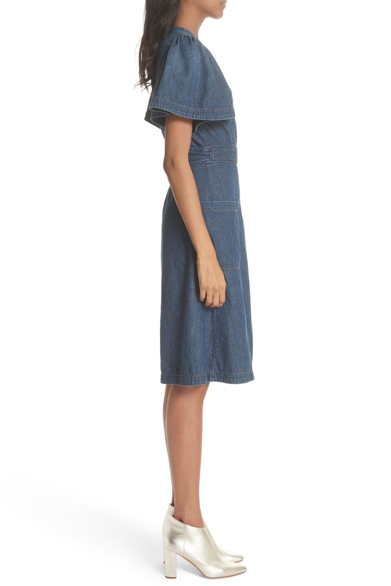 Denim Wrap Dress, Alternate, color, AVIGNON WASH