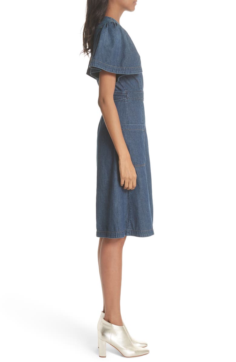 La Vie Rebecca Taylor Denim Wrap Dress, Alternate, color, 