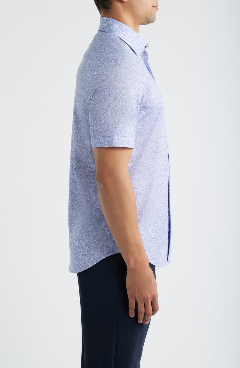 Bugatchi Miles OoohCotton<sup>®</sup> Floral Short Sleeve Button-Up Shirt, Alternate, color, Orchid