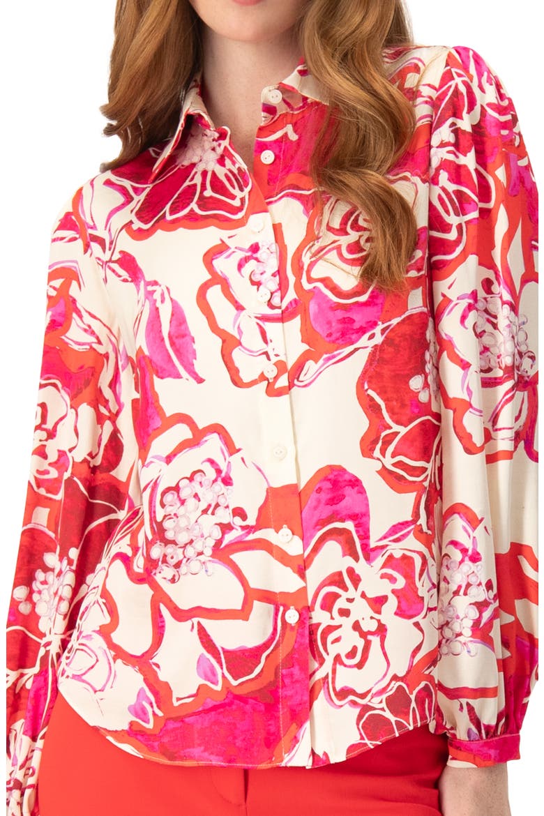 Floral Print Long Sleeve Blouse, Alternate, color, Fuchsia