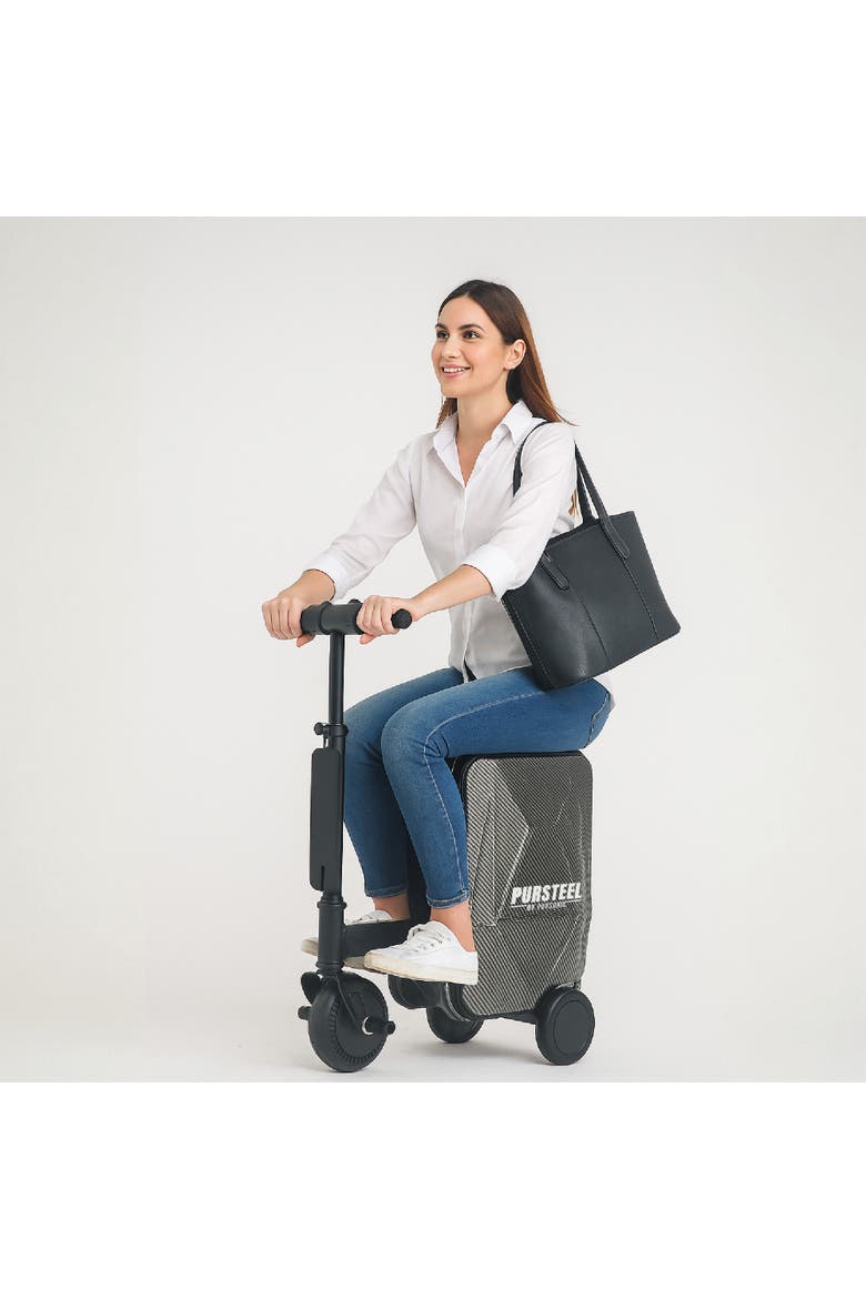 Smart Rideable Motorized Suitcase Electric Luggage Scooter For Travel, Alternate, color, Black