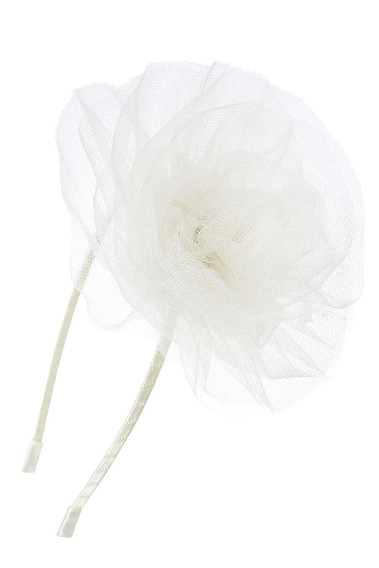 Glitter Mesh Flower Headband, Main, color, CHAMPAGNE