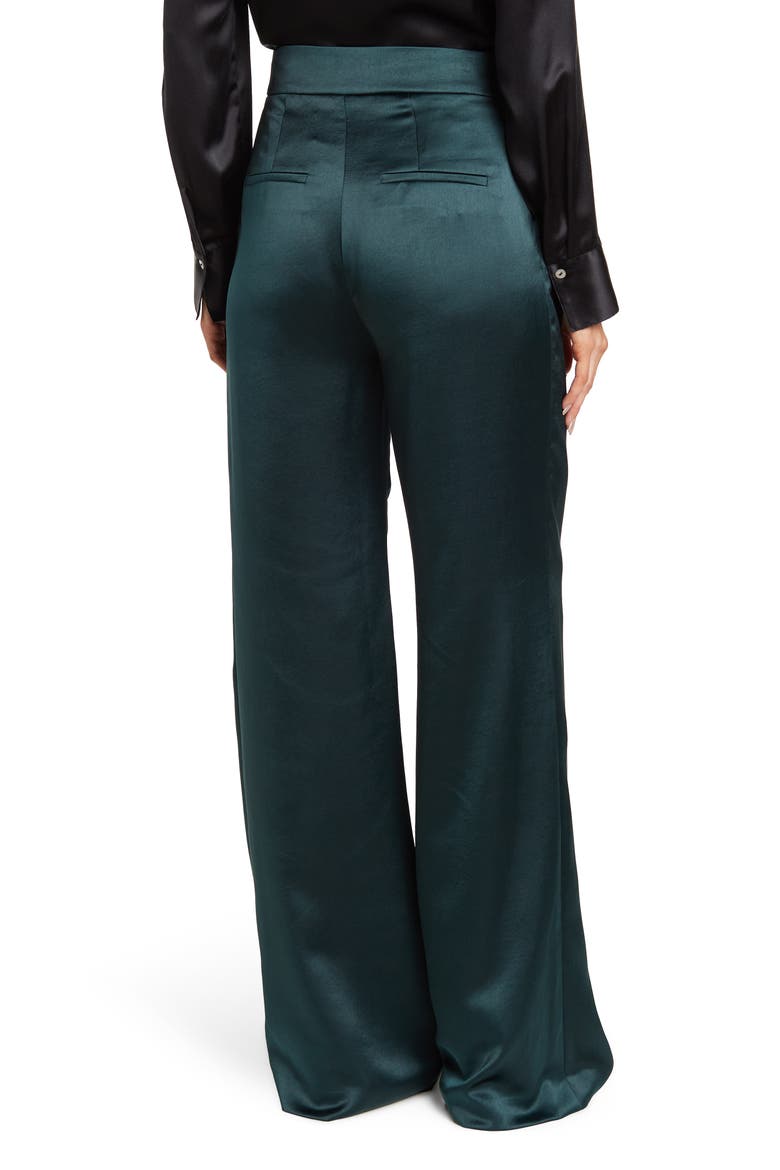Robinne WIde Leg Satin Pants, Alternate, color, EMERALD