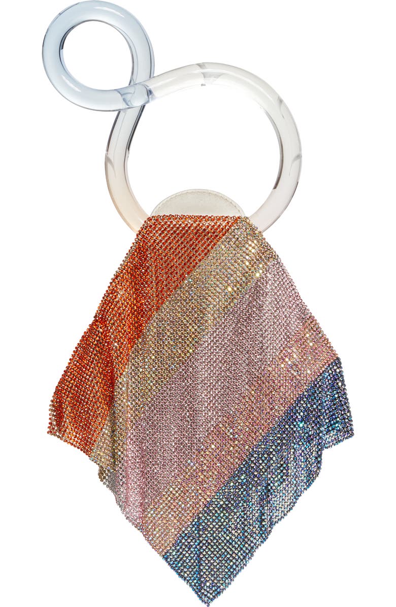 Benedetta Bruzziches Little Casper Stripe Sirenuse Crystal Mesh Clutch, Main, color,