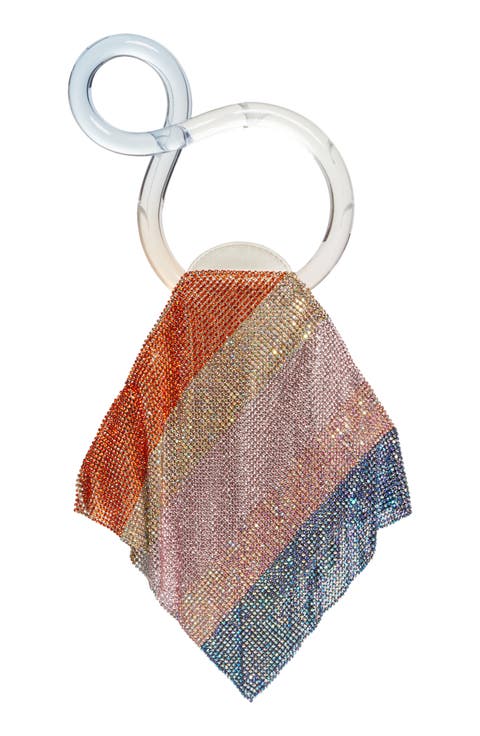 Little Casper Stripe Sirenuse Crystal Mesh Clutch