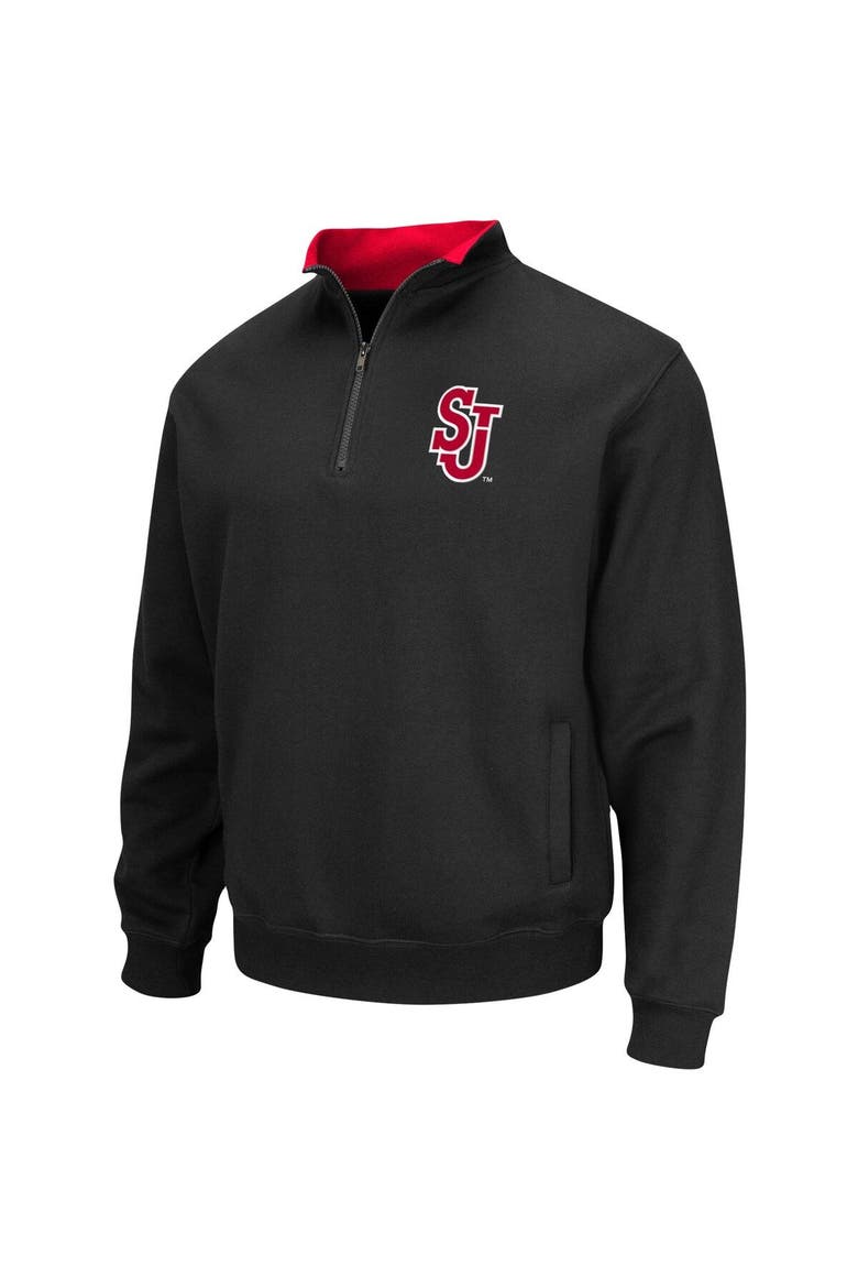 Men's Colosseum Black St. John's Red Storm Tortugas Logo Quarter-Zip Jacket, Alternate, color, Black