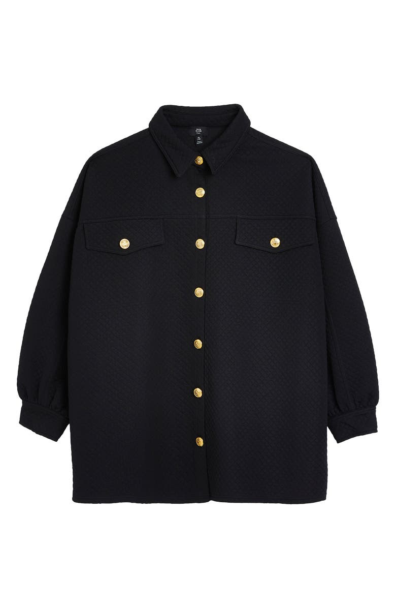 River Island Quilted Button-Up Shacket, Alternate, color, 