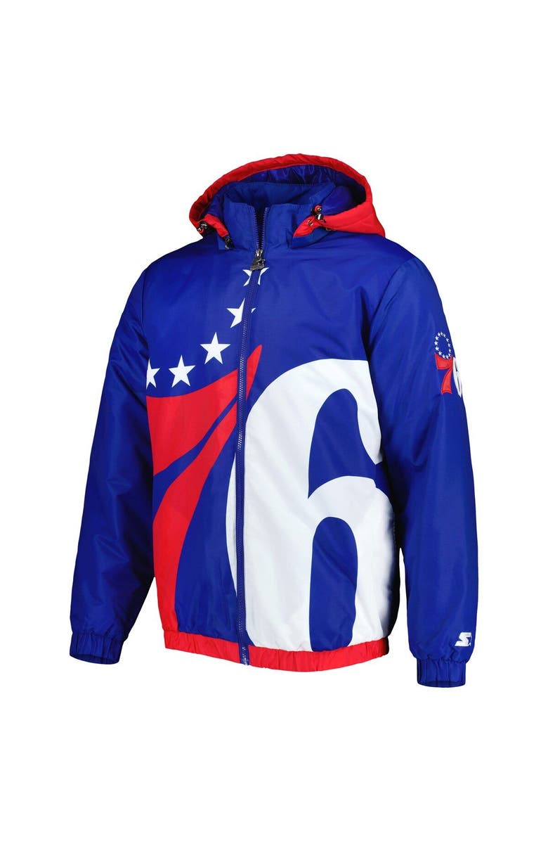 STARTER Men's Starter Royal Philadelphia 76ers The Triple Double Full-Zip Hoodie Jacket, Alternate, color, Royal
