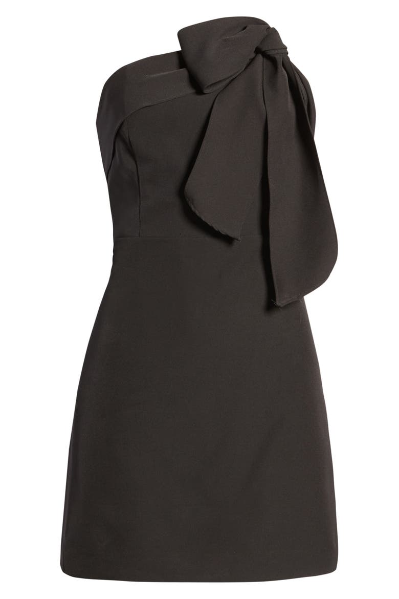 Bow Strapless Minidress, Alternate, color, BLACK
