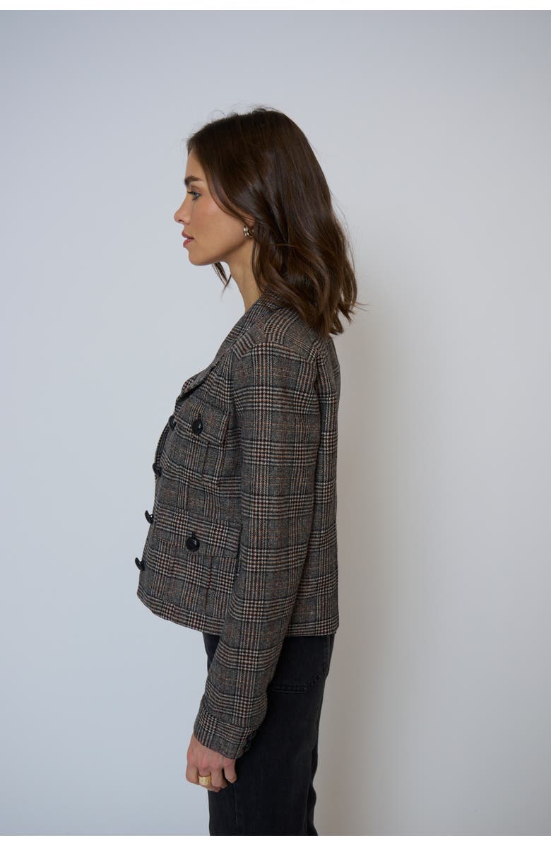 Central Park West Eden Plaid Double Pocket Jacket, Alternate, color, Black