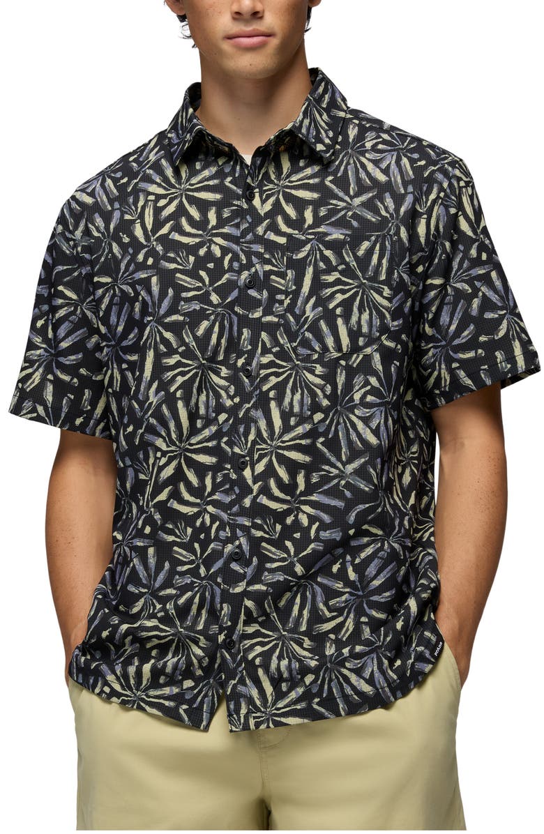 prAna Hybridizer Short Sleeve Performance Button-Up Shirt, Main, color,