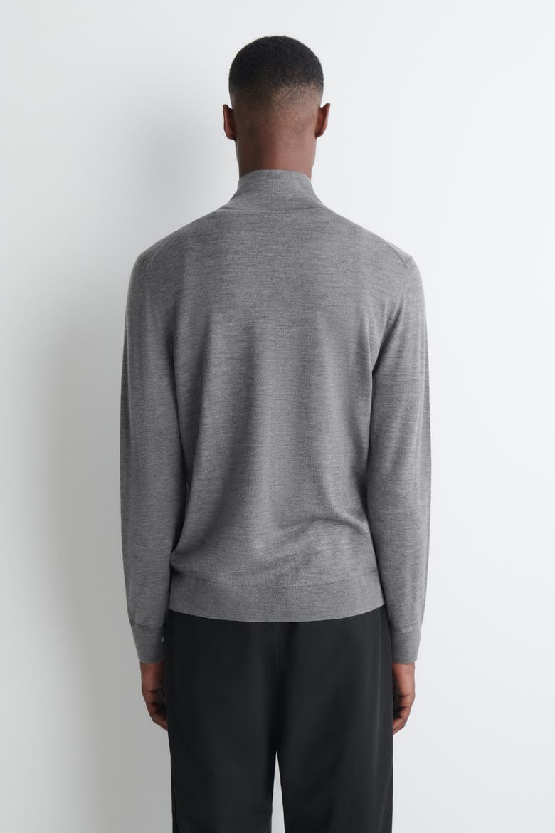 Merino Wool Zip-Up Mock-Neck Sweater, Alternate, color, GRAY MÉLANGE