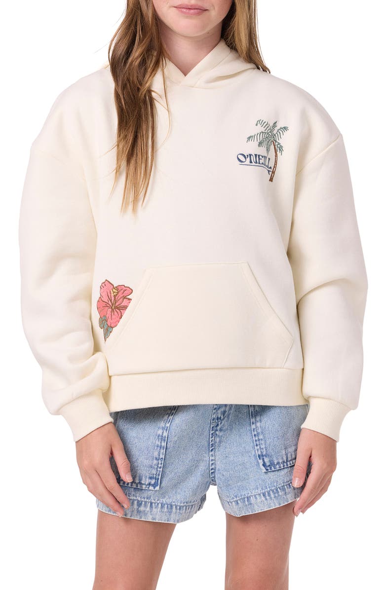O'Neill Kids' Asher Embroidered Hoodie, Main, color, Winter White