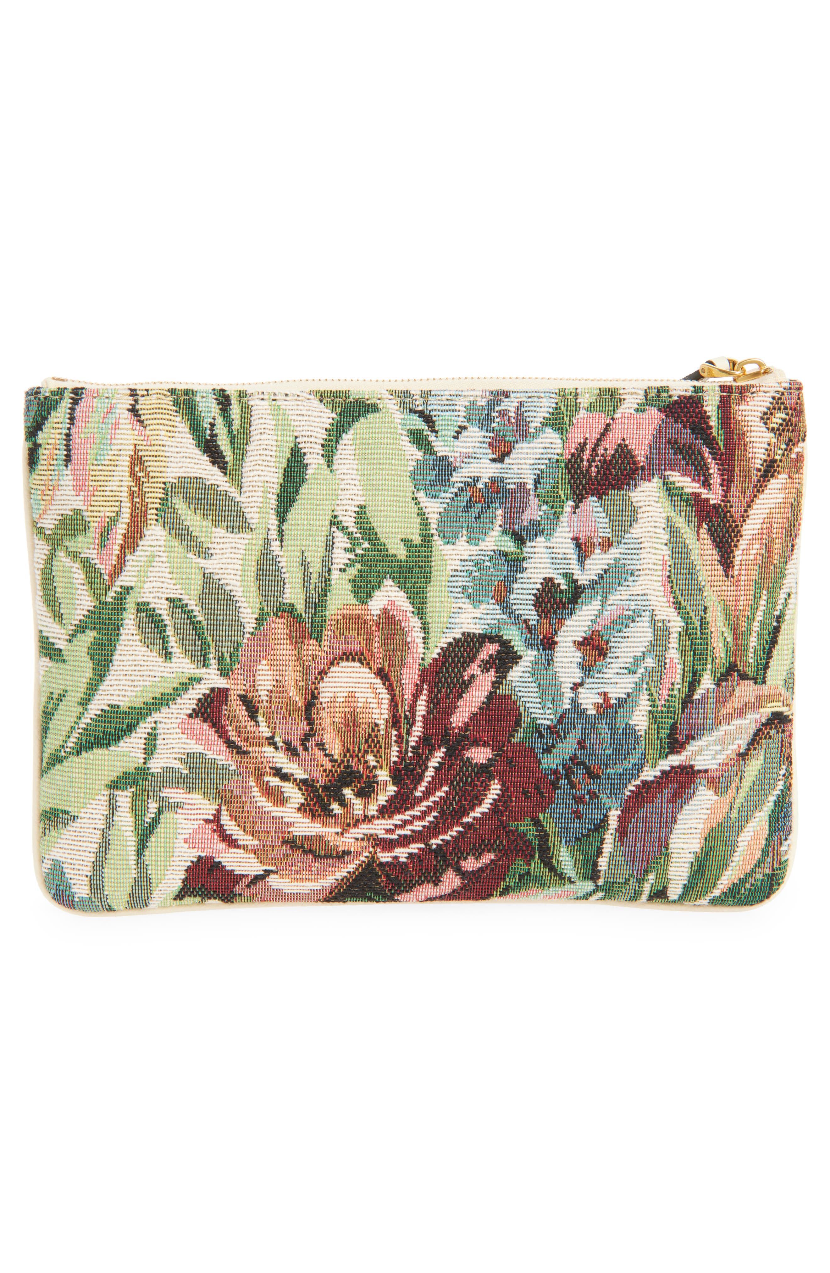 Valentino Garavani Medium VLOGO Floral Jacquard Zip Pouch, Alternate, color, 