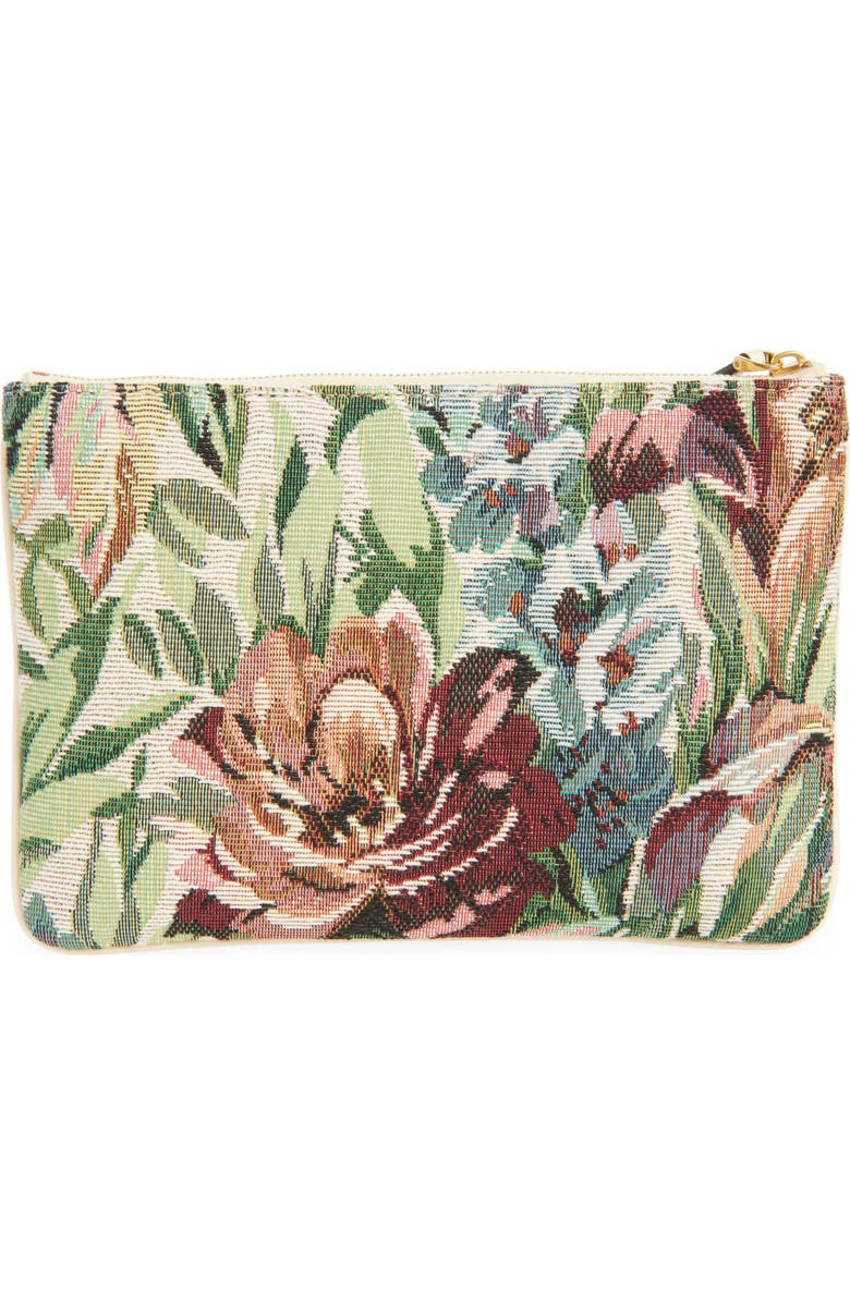Valentino Garavani Medium VLOGO Floral Jacquard Zip Pouch, Alternate, color,