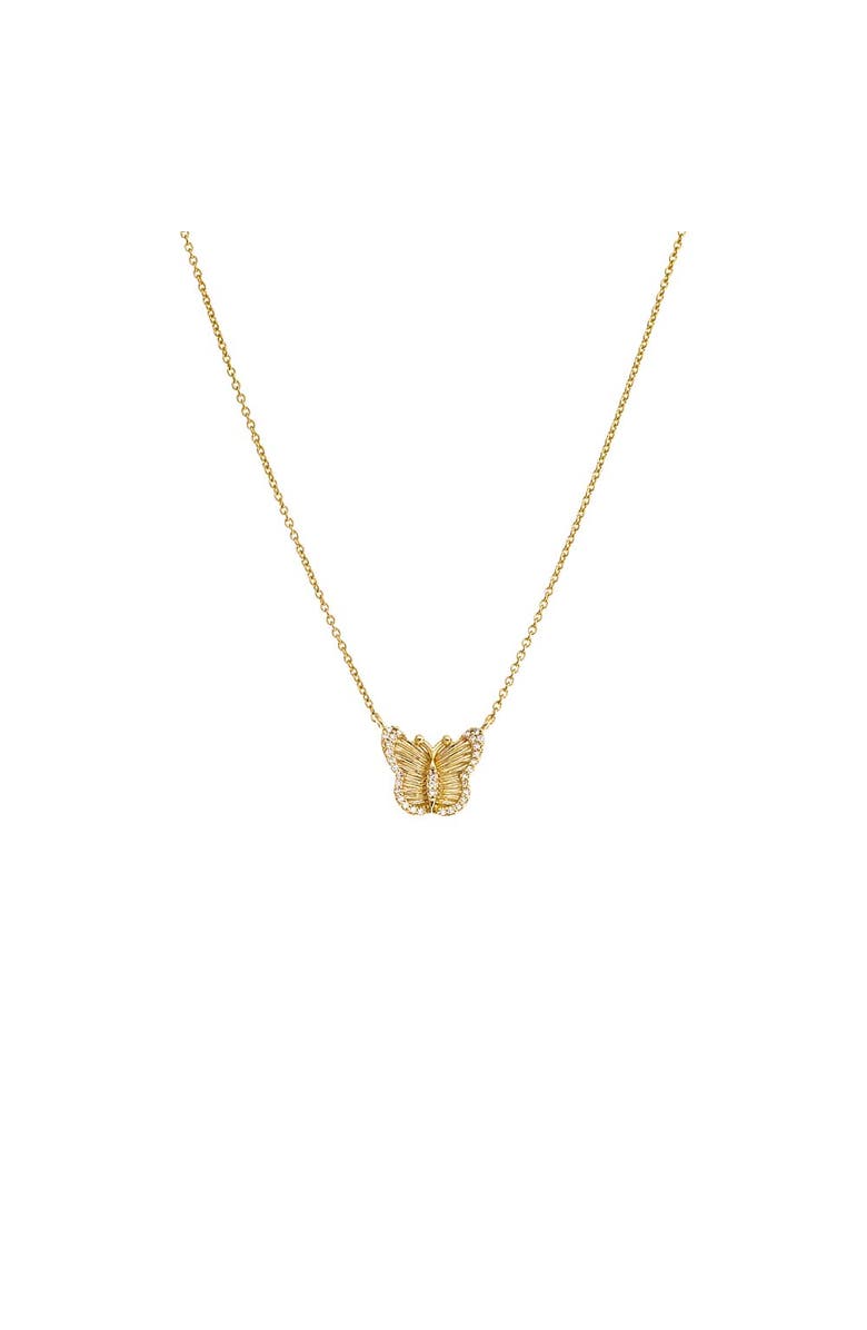 BY ADINA EDEN Diamond Pave Ridged Butterfly Pendant Necklace 14K, Main, color,