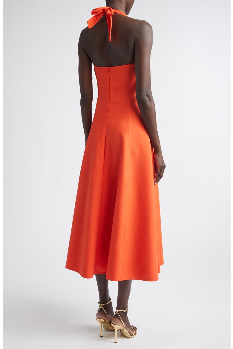 Halter Neck Stretch Wool Fit & Flare Dress, Alternate, color, PAPRIKA
