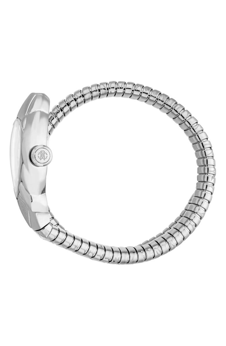 Roberto Cavalli Fiaba Snake Wraparound Bracelet Watch, 24.5mm x 39mm, Alternate, color, Silver