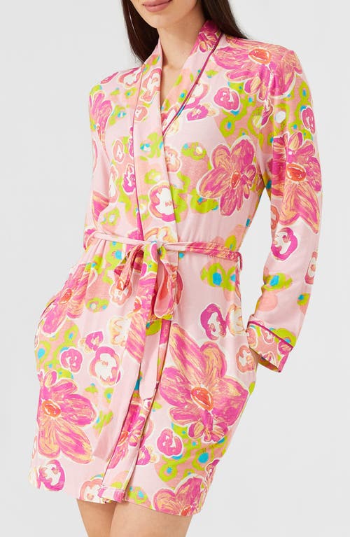 Alivia Joey Print Robe In Floral Pond Pink