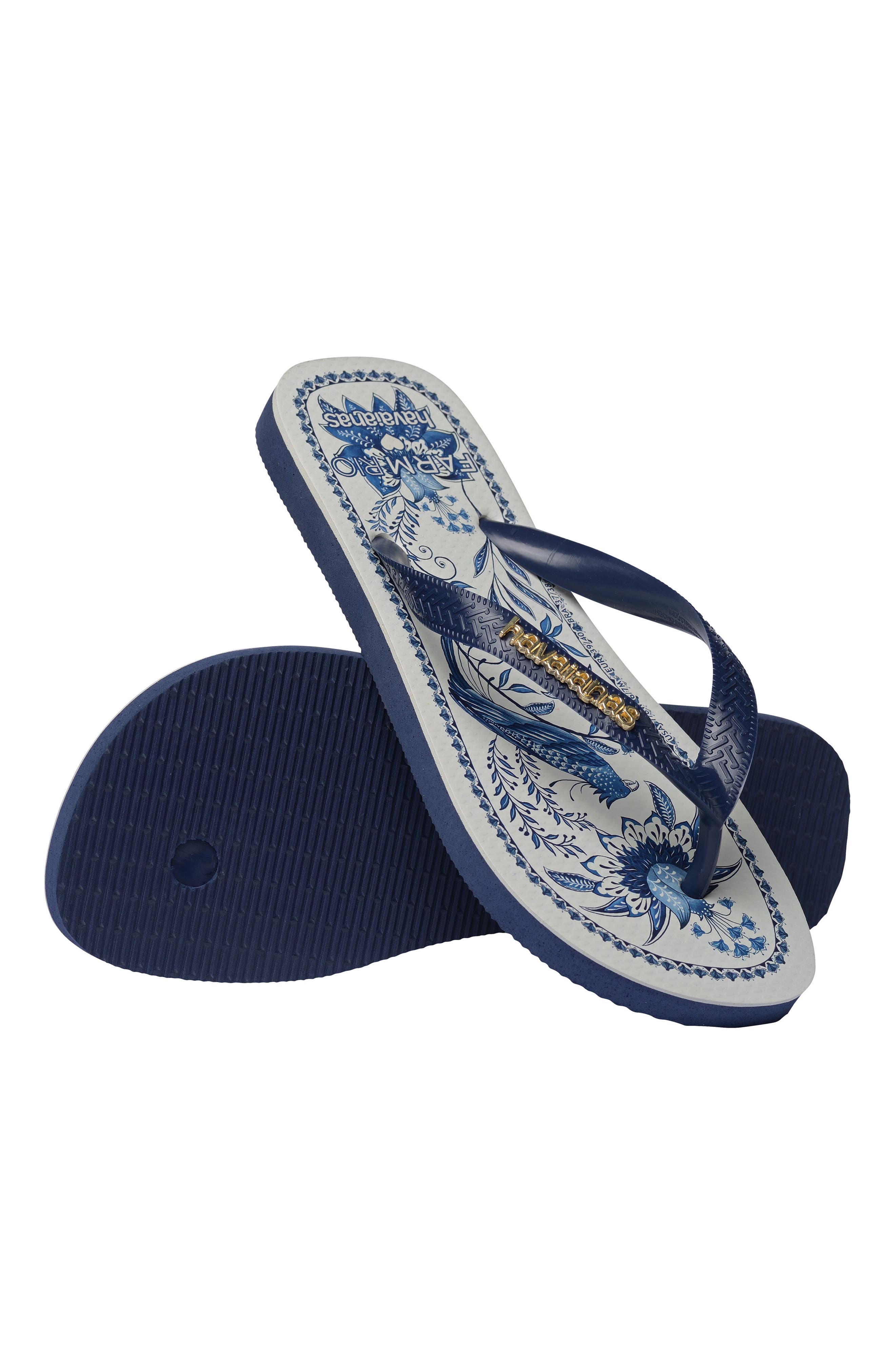 Havaianas x FARM Rio Nina Flip Flop, Alternate, color, Navy Blue
