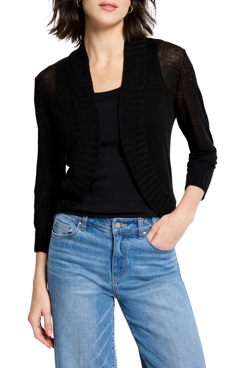 Linen Blend Bolero Cardigan, Main, color, BLACK ONYX