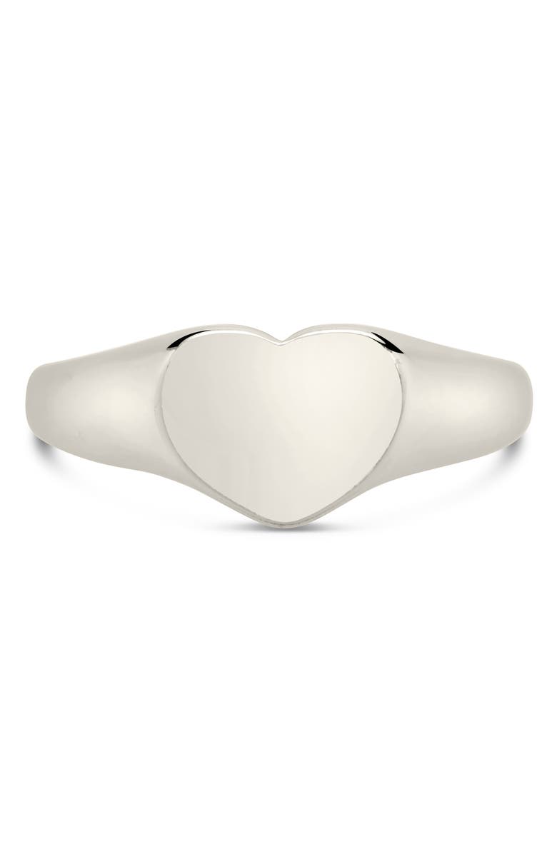 Sterling Forever Cora Heart Signet Ring, Alternate, color, 