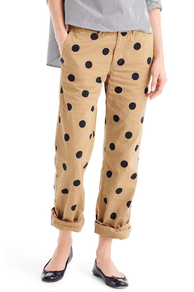 Polka Dot Boyfriend Chino Pants, Main, color, RIDGE KHAKI BLACK
