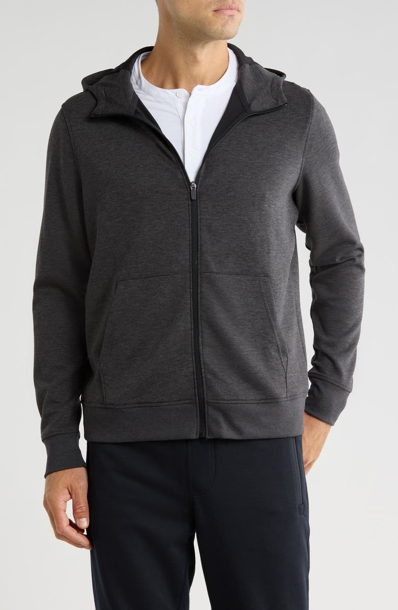 90 DEGREE BY REFLEX Scuba Full-Zip Hoodie, Main, color, Heather Charcoal