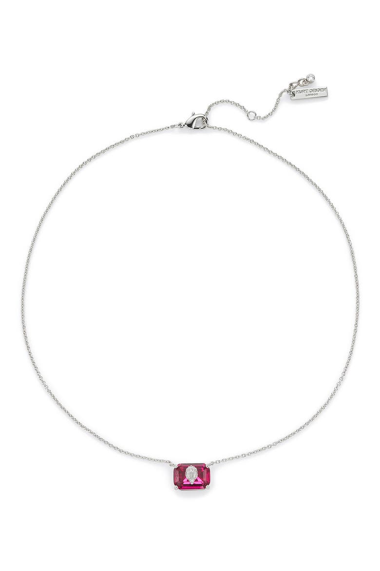 Emerald Cut Pendant Necklace, Main, color, FUCHSIA
