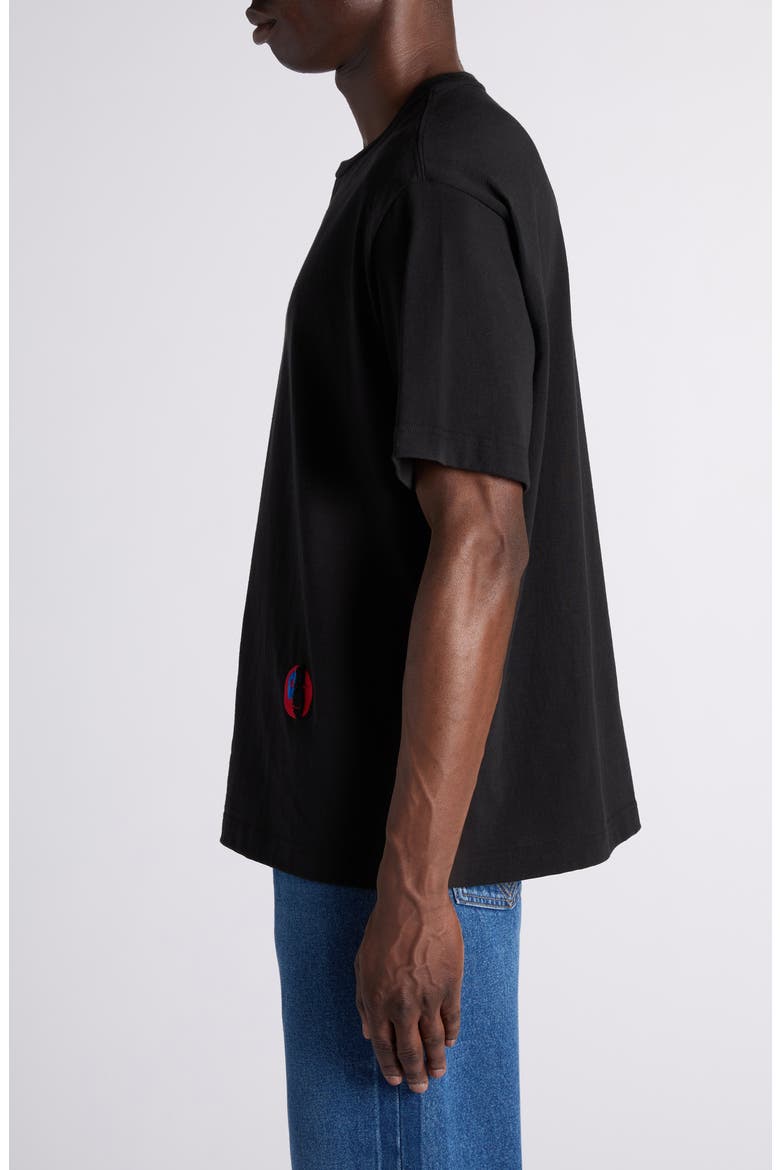 Face Embroidered Cotton Jersey T-Shirt, Alternate, color, 1010 DOUBLE BLACK