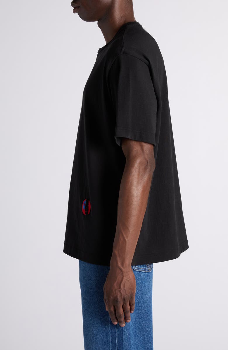 Bottega Veneta Face Embroidered Cotton Jersey T-Shirt, Alternate, color, 1010 Double Black