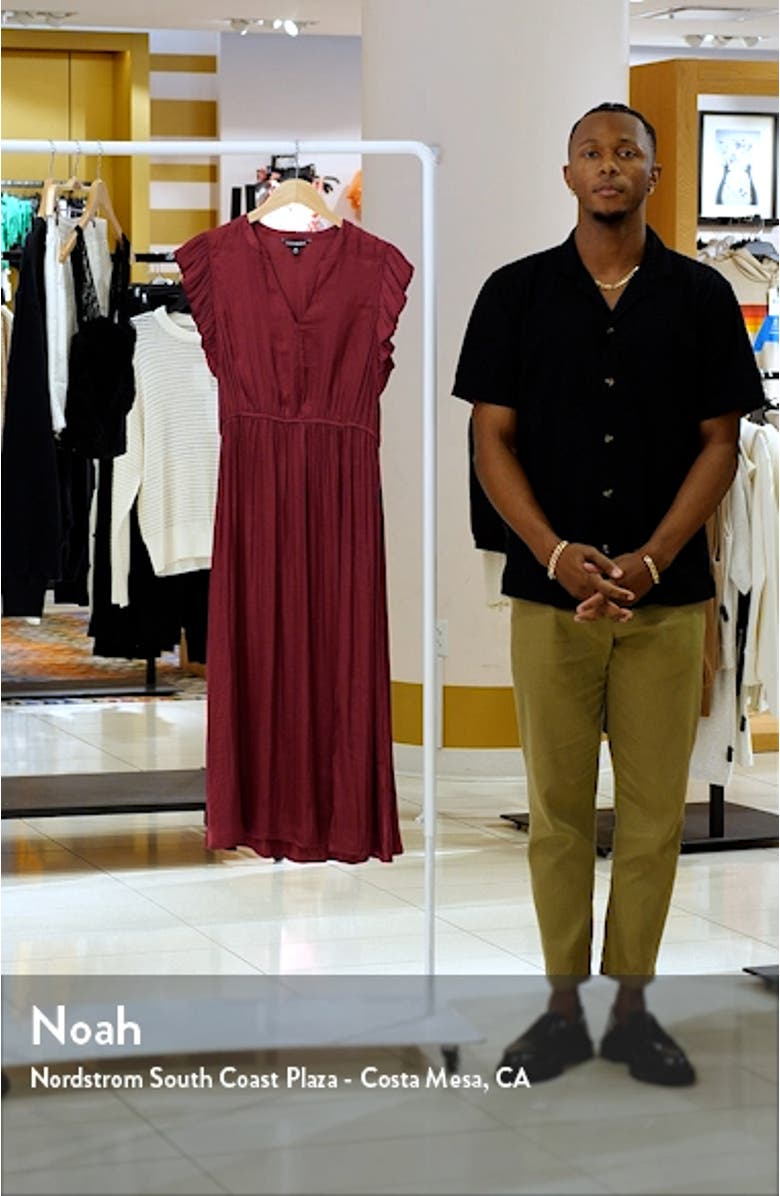 Allegra Ruffle Sleeve Satin Midi Dress, sales video thumbnail