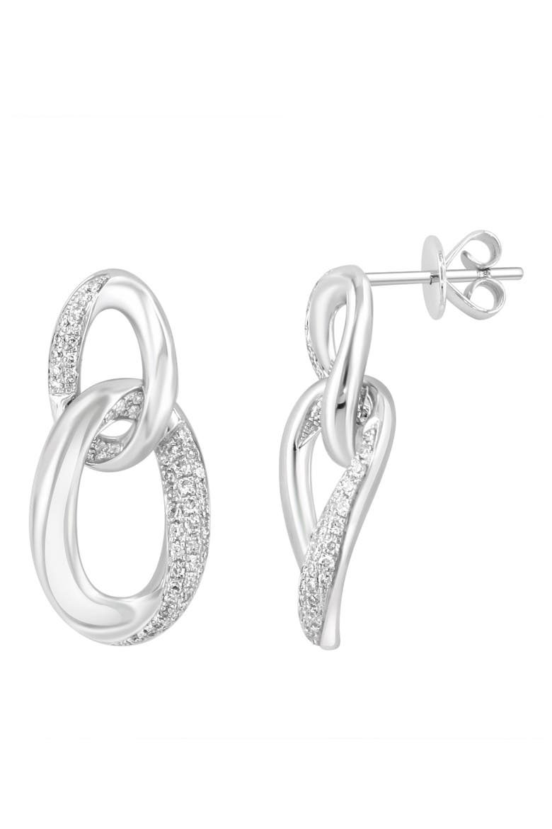 Sterling Silver Diamond Interlocking Circle Drop Earrings, Alternate, color, Sterling Silver