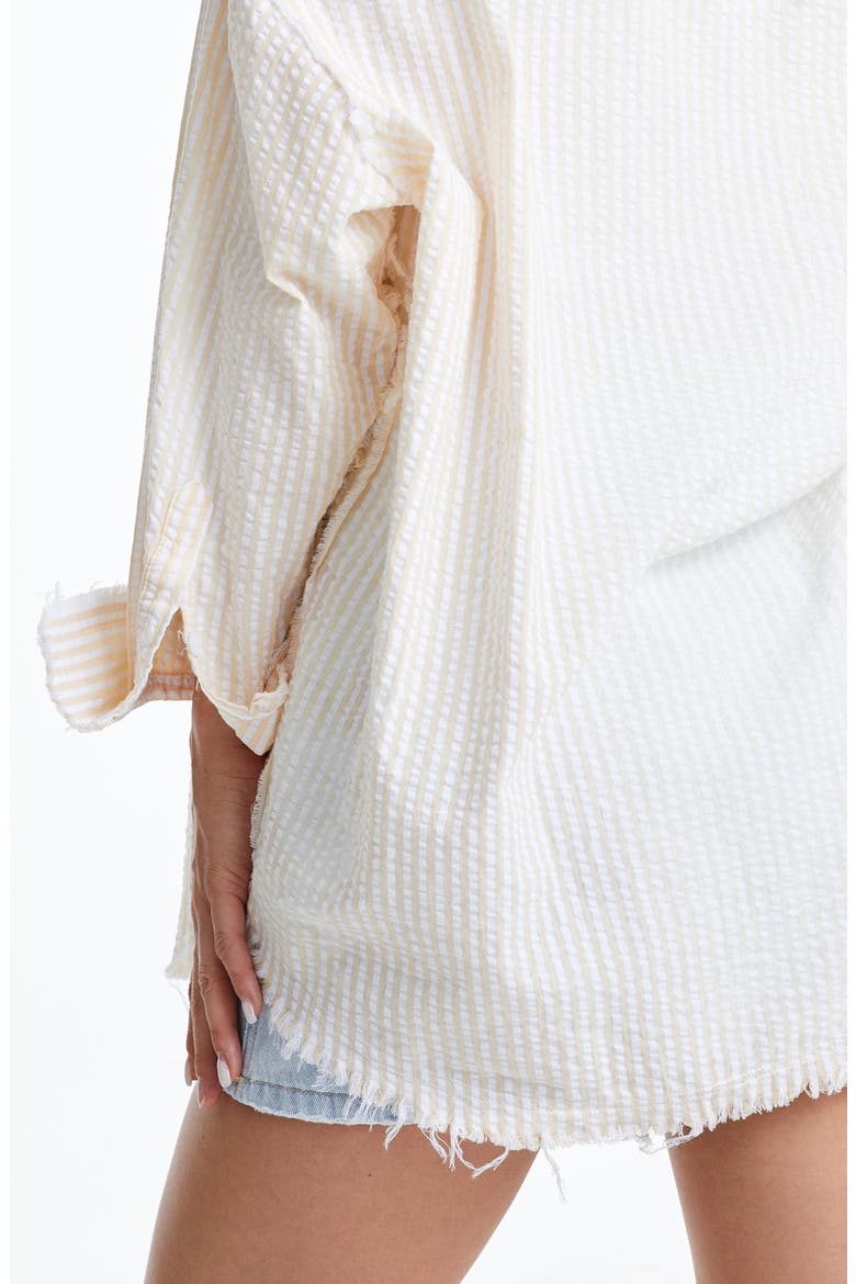 Striped Cotton Long Sleeve Shirt, Alternate, color, YELLOW/WHITE STRIPE