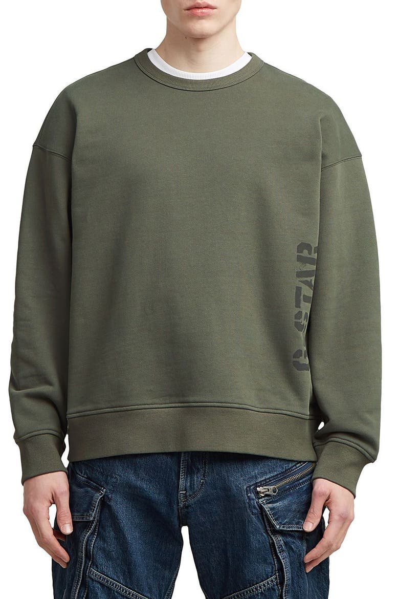 Sprayed 89 Loose Organic Cotton Crewneck Sweatshirt, Main, color, GS GREY