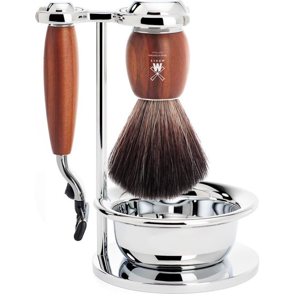 Mühle Vivo Plumwood 4-piece Black Fiber & Mach-3 Shaving Set