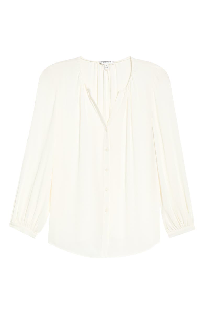 Nordstrom V-Neck Button-Up Top, Alternate, color, Ivory Tofu