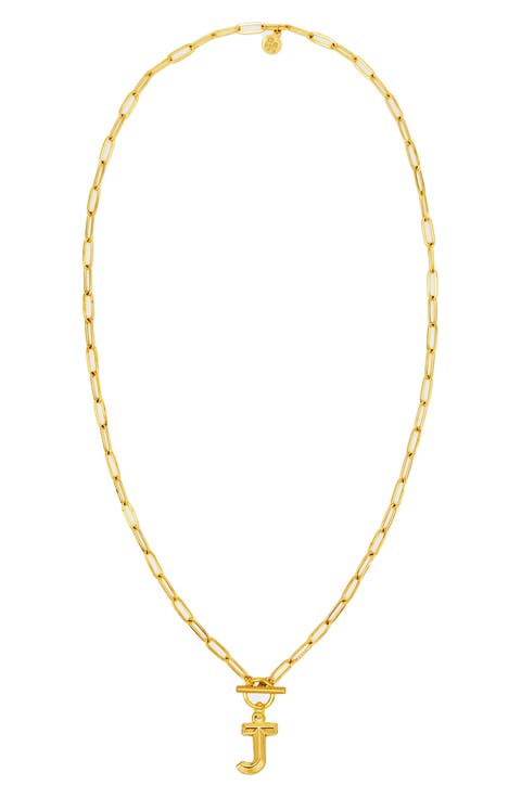 Paper Clip Initial Toggle Necklace